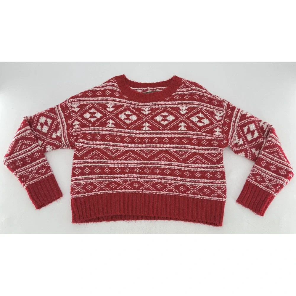 American Eagle AE Fair Isle Knit Pullover Cropped‎ Sweater Sz XS Winter Boho